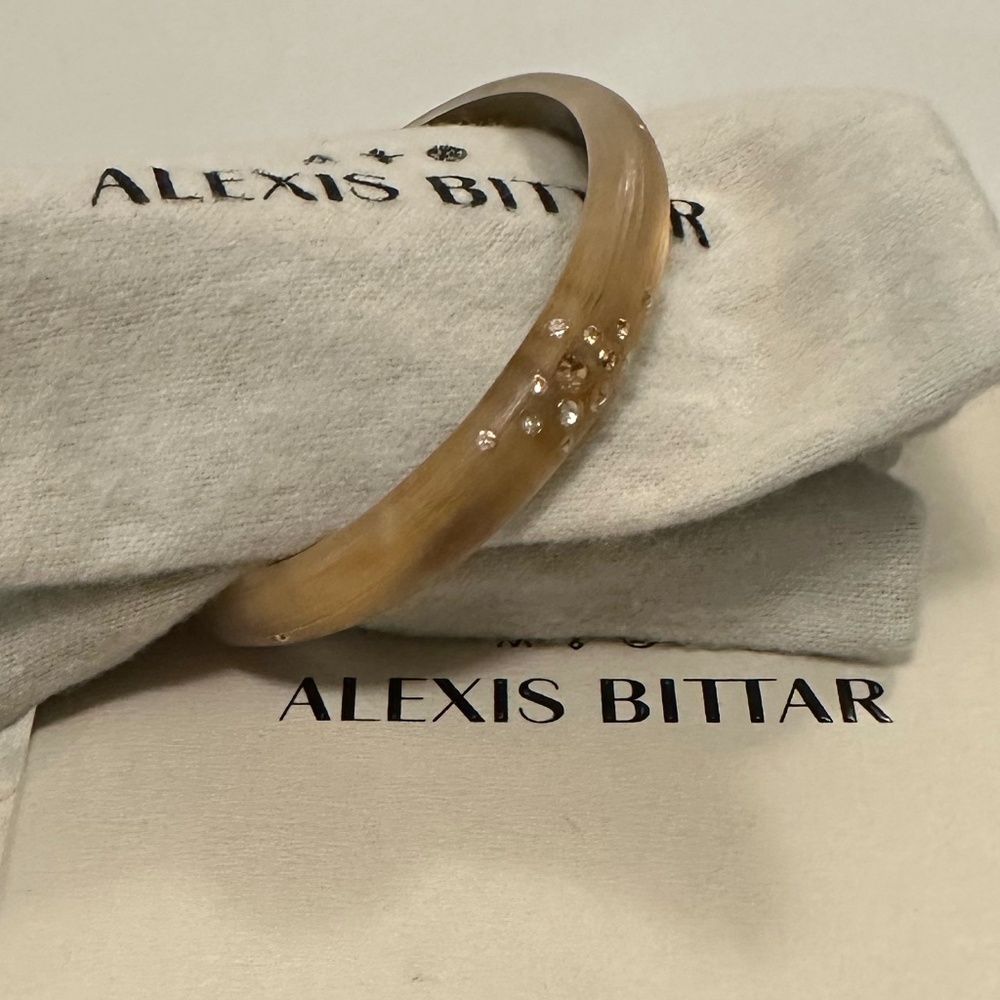 Alexis Bittar Skinny Tapered Bangle Bracelet w/ Rhinestones 🌟Golden Brown🌟